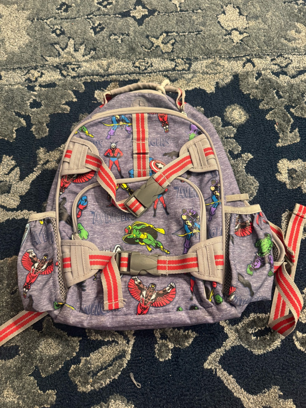 Pottery Barn Kids Purple Marvel-Style Superhero Backpack with Red Accents